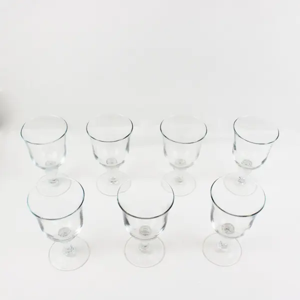 Set Of 7 VTG Libbey Martello Clear Water Goblets Clear Stemware 