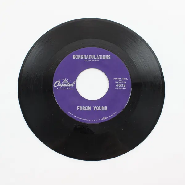 Faron Young Hello Walls / Congratulations  7" Vinyl Record
