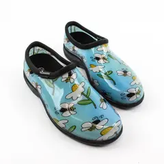 Sloggers Waterproof Rain Clogs Blue Bumble Bee Floral Women's Size 8