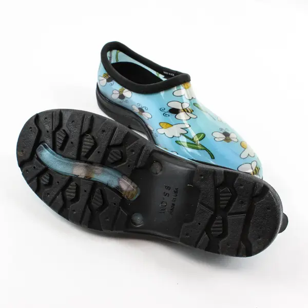 Sloggers Waterproof Rain Clogs Blue Bumble Bee Floral Women's Size 8