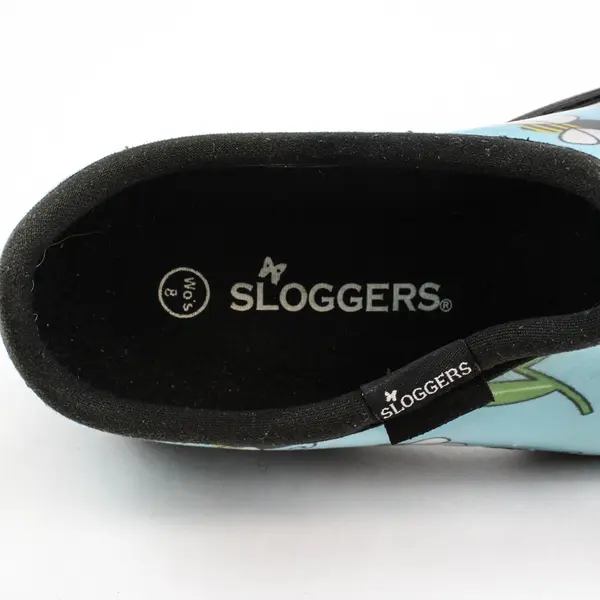 Sloggers Waterproof Rain Clogs Blue Bumble Bee Floral Women's Size 8