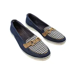 Grasshoppers Ortholite Women's Slip-On Loafers Blue White Striped 10M