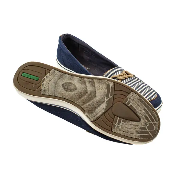 Grasshoppers Ortholite Women's Slip-On Loafers Blue White Striped 10M