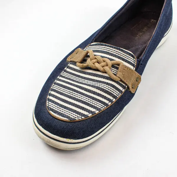 Grasshoppers Ortholite Women's Slip-On Loafers Blue White Striped 10M