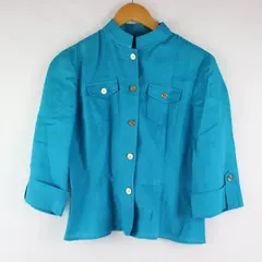 Jones New York Women's Petite PM Turquoise Utility Jacket Half Sleeve
