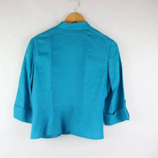 Jones New York Women's Petite PM Turquoise Utility Jacket Half Sleeve
