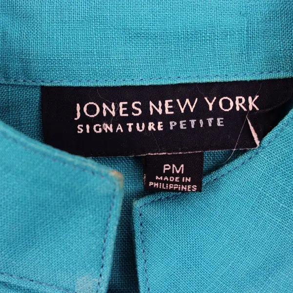 Jones New York Women's Petite PM Turquoise Utility Jacket Half Sleeve
