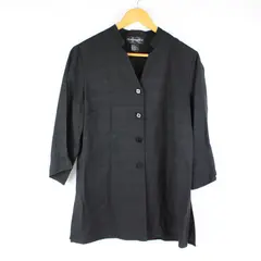 Requirements Women's Black M Jacket Half Sleeve V-Neck Button Front Business 