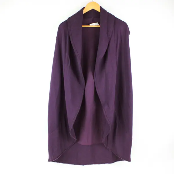 Bryn Walker XS Purple Long Sleeve Open Front Cardigan Pockets Bamboo Cotton