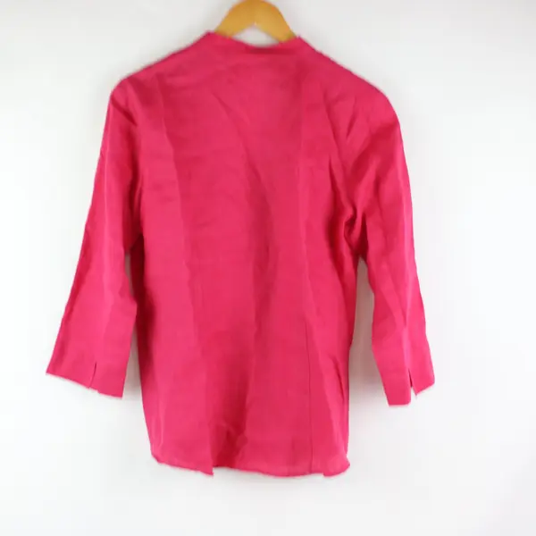 Charter Club Women's Blouse Size 6 Pink Floral Embellished Button-Down
