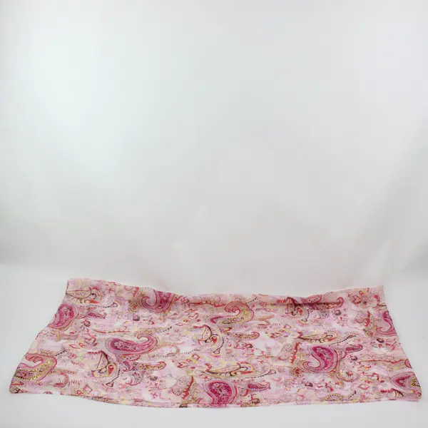 Women's Sheer Infinity Scarf Pink Yellow Red Paisley Print