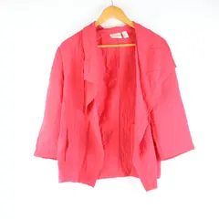 Chico's Women's Rayon Nylon Shirt Size 1 Red-Orange Open Waterfall 3/4 Sleeve