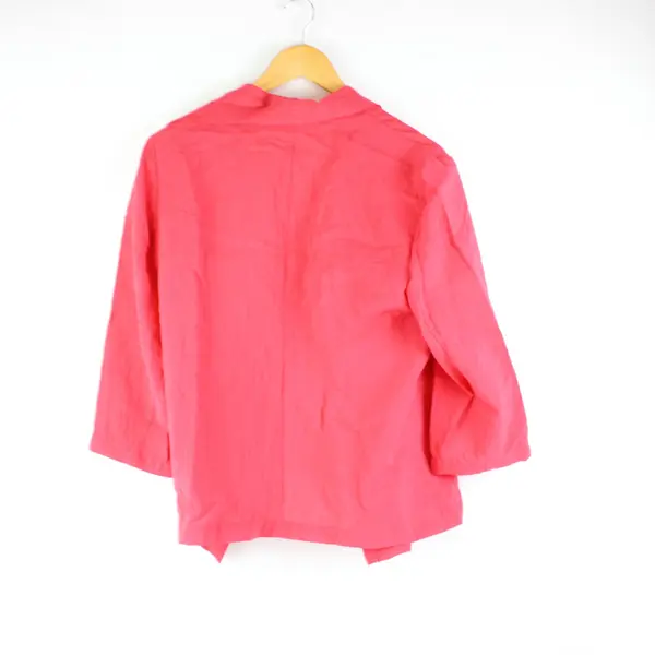 Chico's Women's Rayon Nylon Shirt Size 1 Red-Orange Open Waterfall 3/4 Sleeve
