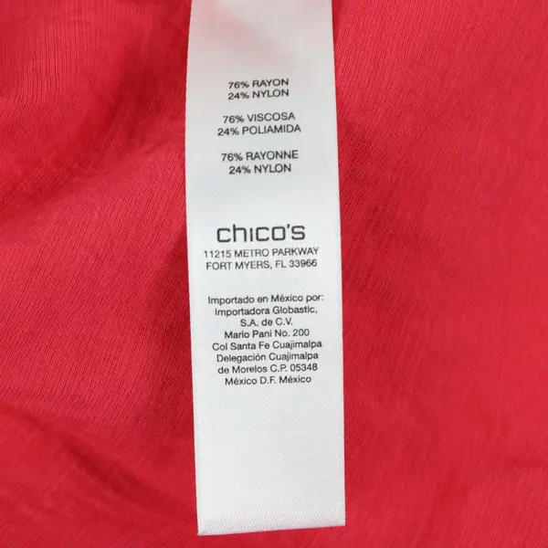 Chico's Women's Rayon Nylon Shirt Size 1 Red-Orange Open Waterfall 3/4 Sleeve