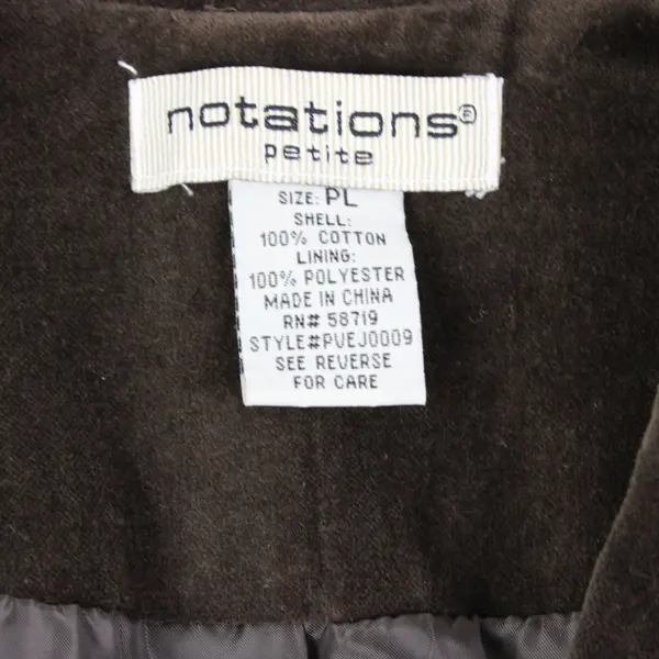 Notations Petite Brown Velvet Blazer Women's Size PL