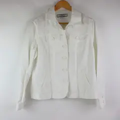 Croft & Barrow Women's Small White Button Front Collared Long Sleeve Jacket