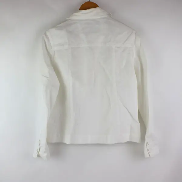 Croft & Barrow Women's Small White Button Front Collared Long Sleeve Jacket