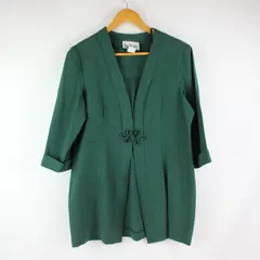 Peri Petites Women's Green Half-Sleeve One-Button Blazer Size 10