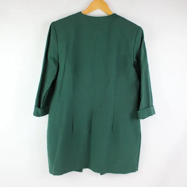 Peri Petites Women's Green Half-Sleeve One-Button Blazer Size 10