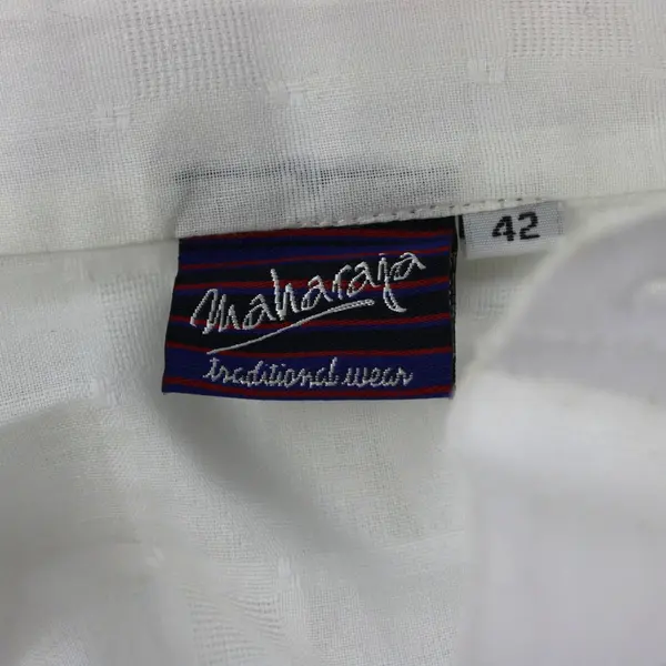 Maharaja White Kurta Size 42 Mandarin Collar Traditional Indian Wear