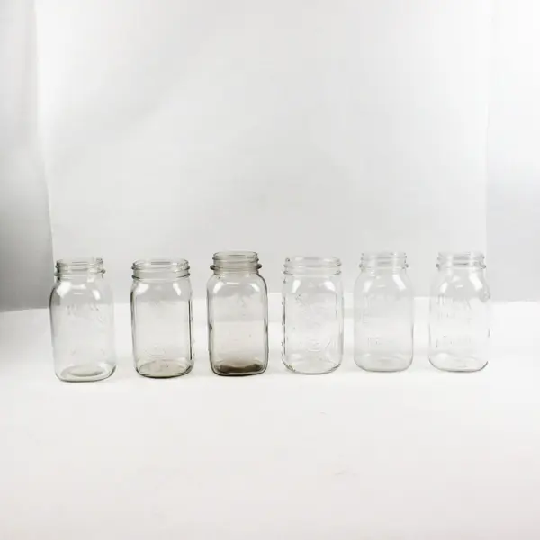 Lot of 6 Clear Glass Quart Canning Jars Ball And Kerr
