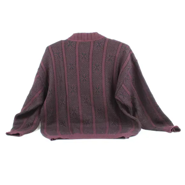 Alain International Women's Large Plum Purple Black Knit Sweater