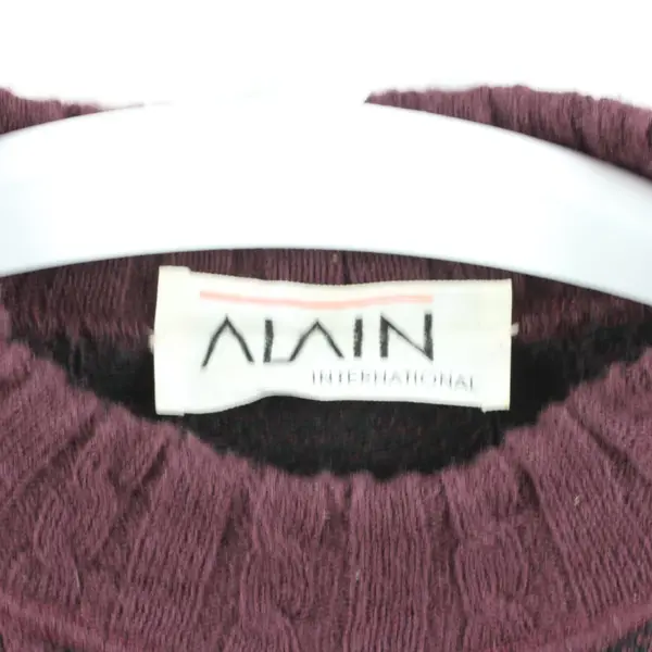 Alain International Women's Large Plum Purple Black Knit Sweater