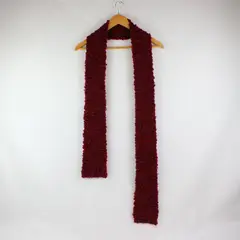 Handmade Knitted Textured Scarf Dark Red Women's Winter Accessory