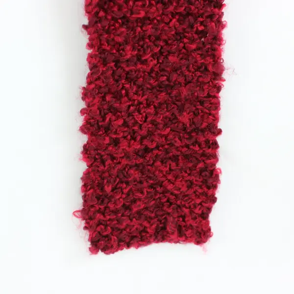 Handmade Knitted Textured Scarf Dark Red Women's Winter Accessory