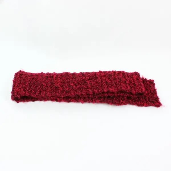 Handmade Knitted Textured Scarf Dark Red Women's Winter Accessory