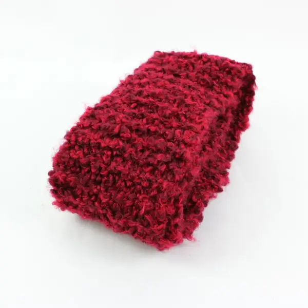 Handmade Knitted Textured Scarf Dark Red Women's Winter Accessory