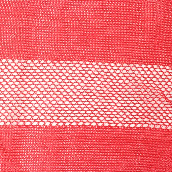 Red Open Knit Rectangular Scarf with Fringe Ends 79 x 6.5 in