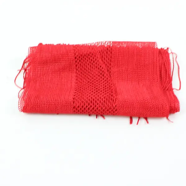 Red Open Knit Rectangular Scarf with Fringe Ends 79 x 6.5 in