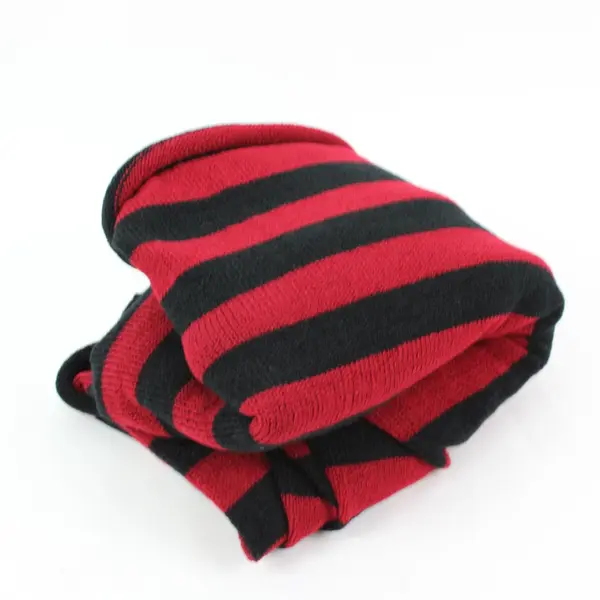 Red Black Striped Knit Infinity Scarf 29 x 22 in Women's Winter/Fall Accessory 