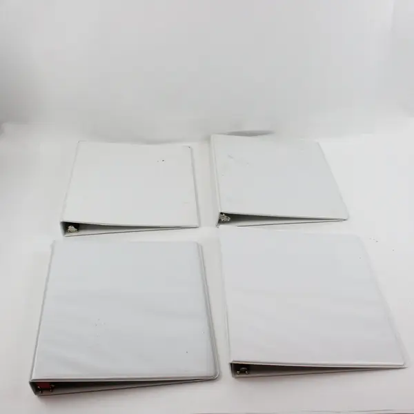 Lot of 4 White 1-Inch 3-Ring Binders Office School Documents FLAWED