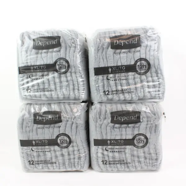 Lot of 4 Depend Night Defense XL Incontinence Underwear 48 Count Total 