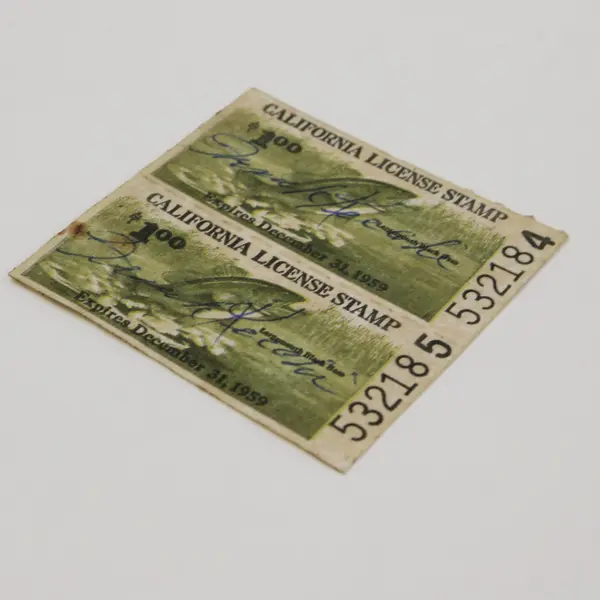 California Fishing License Stamps $1.00 Pair Expires Dec 31 1959