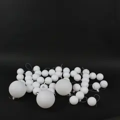 Lot of Approx. 50 White Round Christmas Ball Ornaments Mixed Sizes