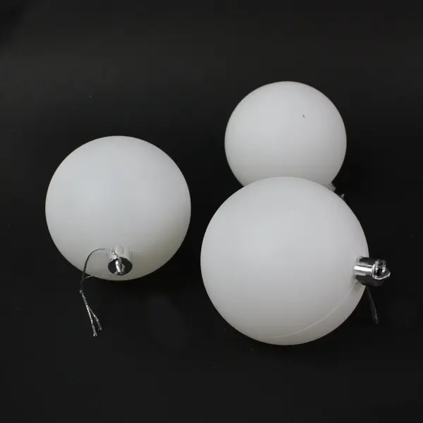 Lot of Approx. 50 White Round Christmas Ball Ornaments Mixed Sizes