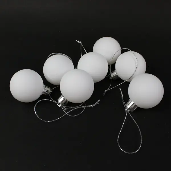 Lot of Approx. 50 White Round Christmas Ball Ornaments Mixed Sizes