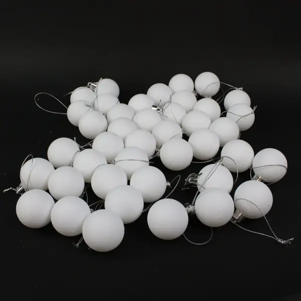Lot of Approx. 50 White Round Christmas Ball Ornaments Mixed Sizes