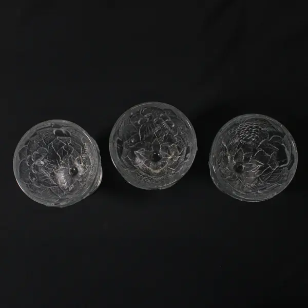 Pasabahce Vintage Fruit Embossed Heavy Pressed Glass Goblets Set of 3
