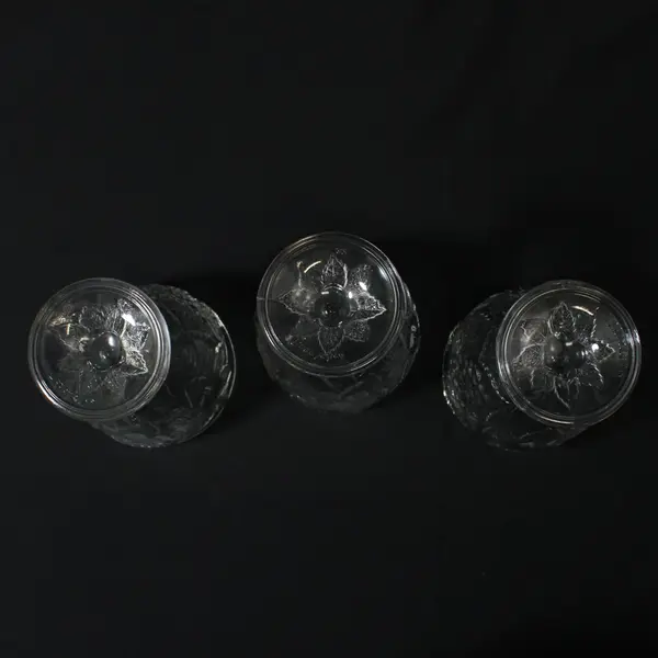 Pasabahce Vintage Fruit Embossed Heavy Pressed Glass Goblets Set of 3
