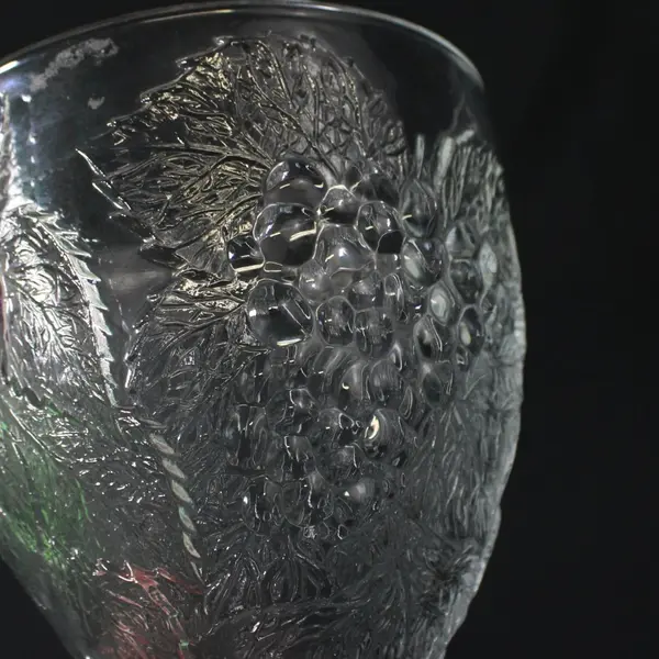 Pasabahce Vintage Fruit Embossed Heavy Pressed Glass Goblets Set of 3