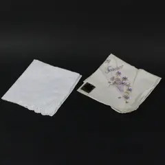 House of Hudson Lot of 2 Teacher Grandma Embroidered Floral Handkerchiefs
