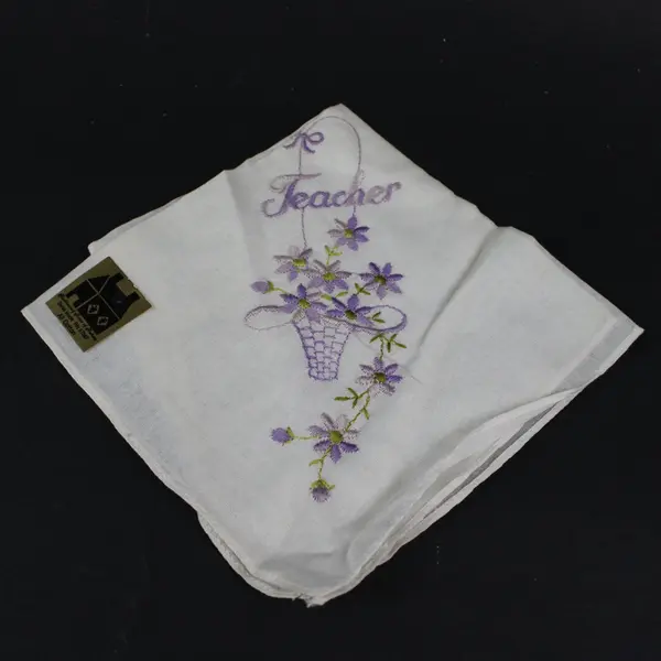 House of Hudson Lot of 2 Teacher Grandma Embroidered Floral Handkerchiefs