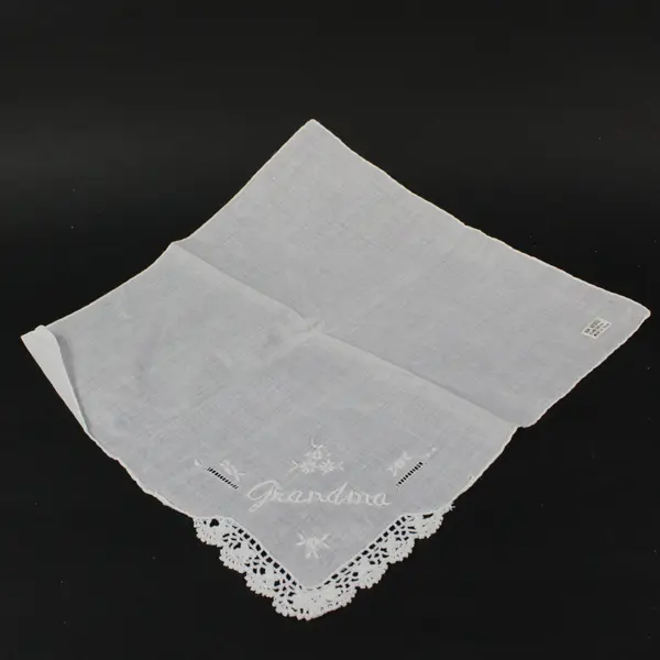 House of Hudson Lot of 2 Teacher Grandma Embroidered Floral Handkerchiefs