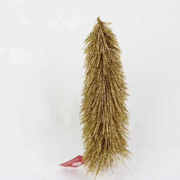 Lot of 3 Holiday Time 6in Gold Glitter Bottle Brush Christmas Trees
