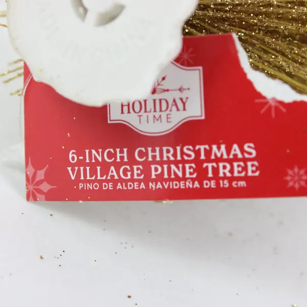 Lot of 3 Holiday Time 6in Gold Glitter Bottle Brush Christmas Trees