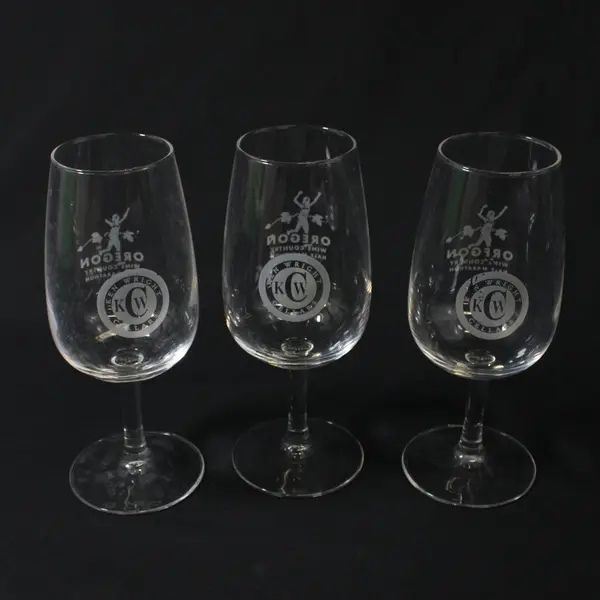 Lot of 3 Ken Wright Cellars Clear Glass Pinot Noir Wine Glasses 7" Tall